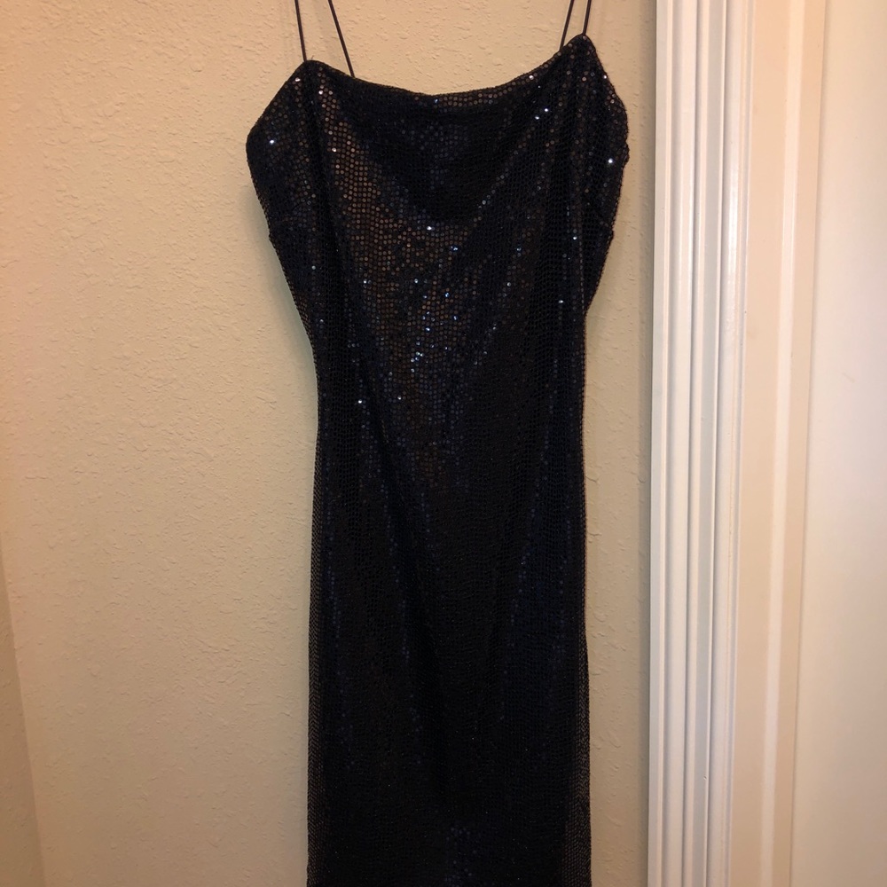 Black sequins form fitting dress
